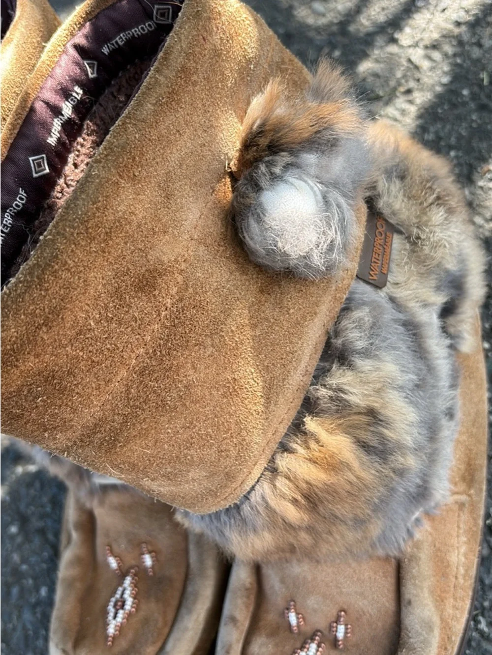 Kids Brown Faux-Fur Suede Winter Moccasin Boots